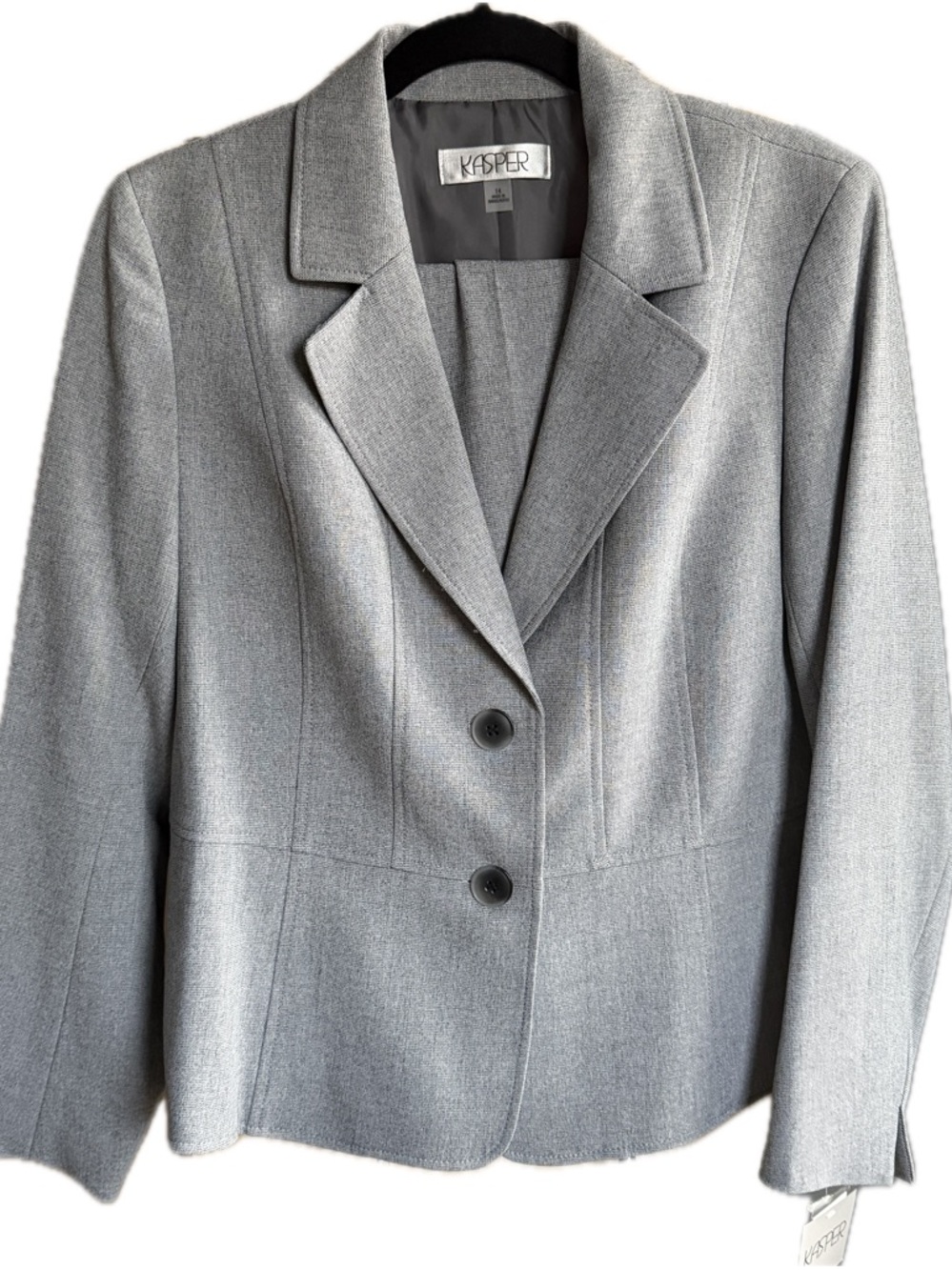 Kasper Light Gray Classic Two-Button Blazer